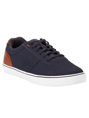 George Mens Size 10.5 Sneakers Navy Blue Brown Memory Foam Casual